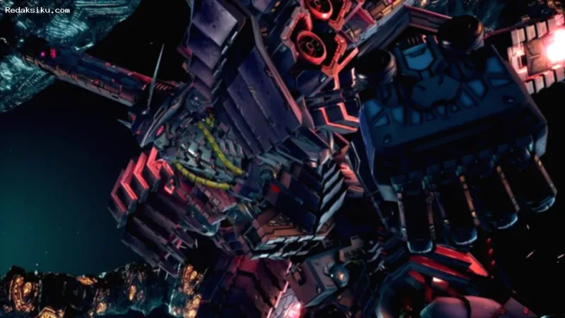 Cuplikan visual robot Gundam dalam permainan Gundam Rogue Orbit