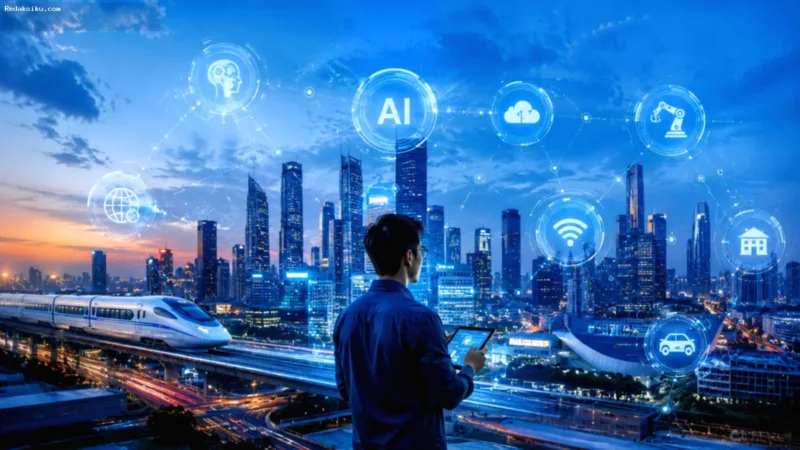 Transformasi Digital — Ilustrasi integrasi kecerdasan buatan dan infrastruktur digital global di tahun 2026