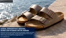 Sandal Birkenstock Arizona dikenal dengan desain dua strap ikonik dan footbed ergonomis yang mendukung kesehatan kaki.