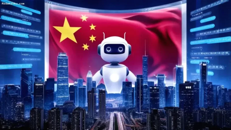 Peta global dan kontainer pengiriman melambangkan tekanan perdagangan internasional terhadap China.