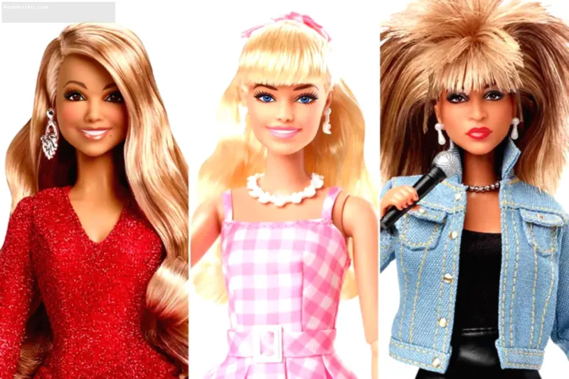 Deretan koleksi boneka Barbie yang dirancang menyerupai figur-figur ternama dunia nyata.