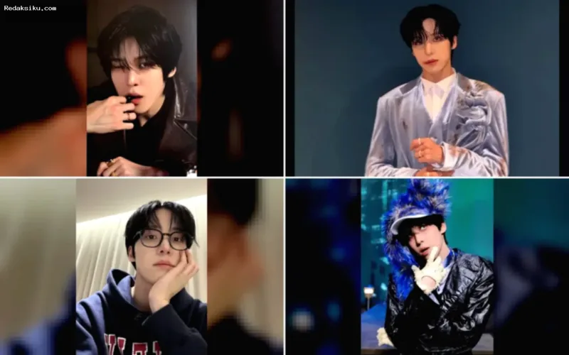 Yunho ATEEZ saat menghadiri peragaan busana Diesel di Milan Fashion Week