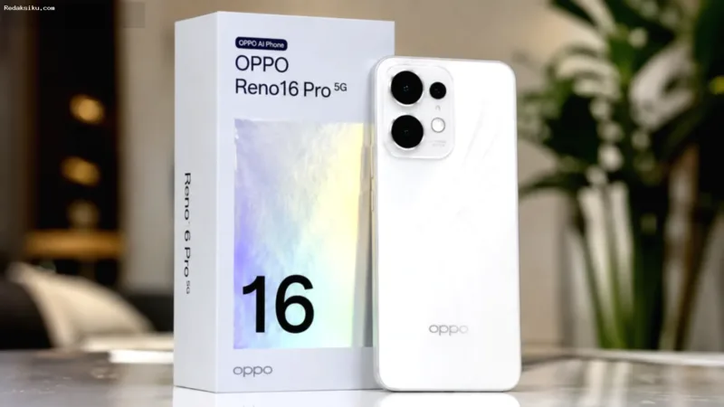 Tampilan OPPO Reno16 Pro 5G dengan kamera 200MP dan layar AMOLED 144Hz
