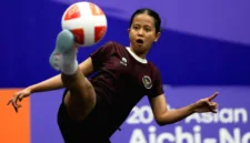 Atlet teqball putri Indonesia Sumaya berhasil melaju ke babak final tunggal putri Asian Games 2026.
