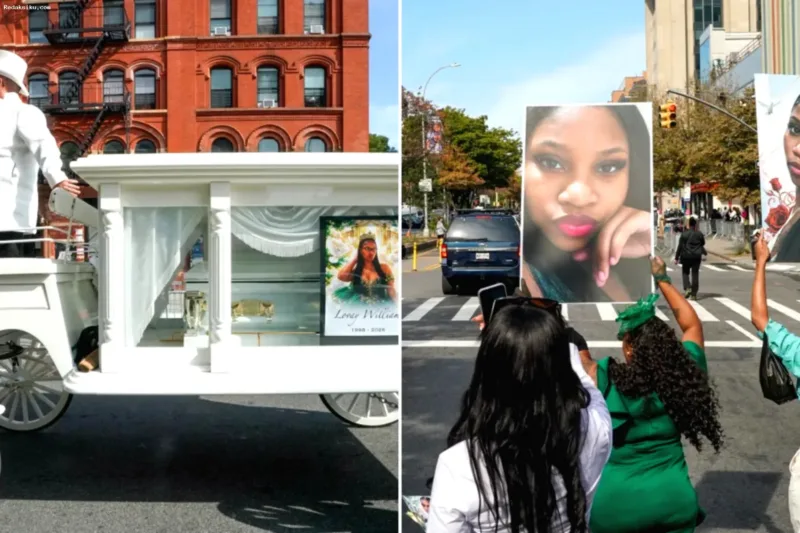 Ratusan Pelayat Hadiri — Ratusan pelayat menghadiri prosesi pemakaman Lovay Williams di sebuah gereja di Harlem, New York.