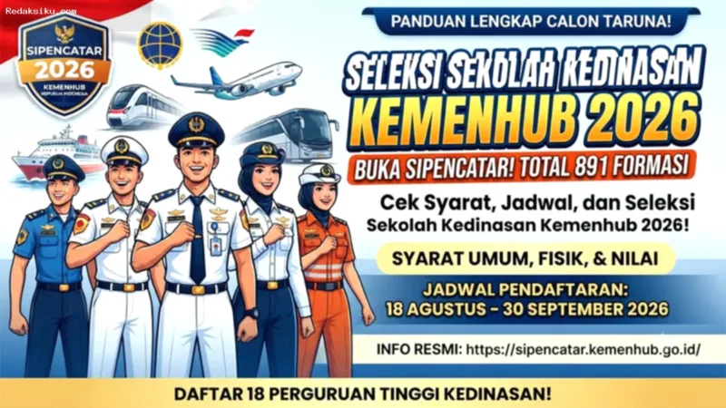 Suasana kampus Sekolah Kedinasan Kementerian Perhubungan dengan 891 formasi dibuka pada 2026.