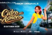 Penyanyi Happy Asmara saat menghadiri sesi promosi film Cidro Asmoro