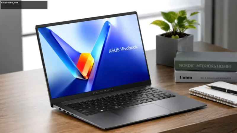 Laptop ASUS Vivobook S14 2026 dengan desain tipis dan performa prosesor Intel Core Ultra untuk produktivitas.