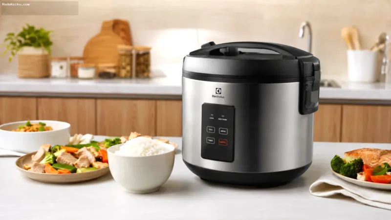 Rice cooker Electrolux multifungsi dengan desain modern untuk memasak