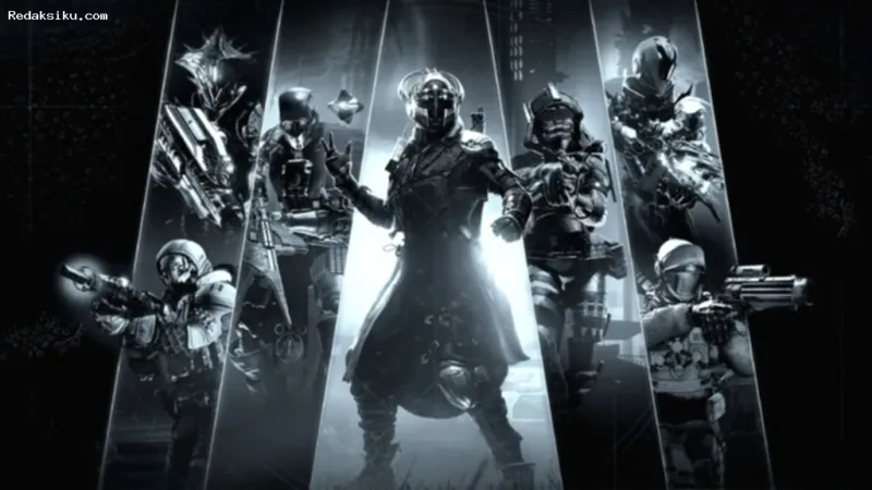 konten lawas — Logo permainan Destiny 2 dengan latar belakang kosmik yang ikonik