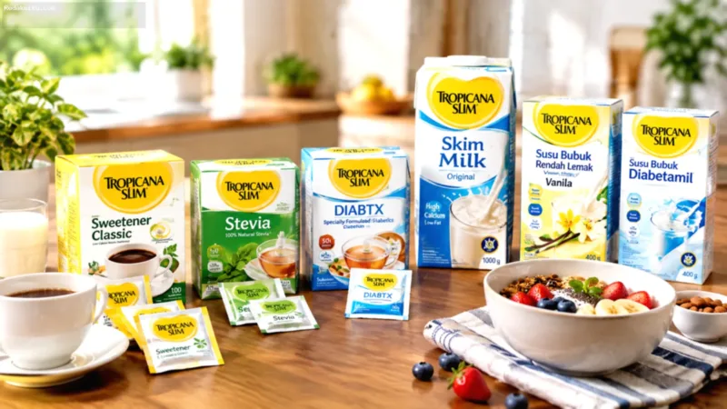 Berbagai varian produk Tropicana Slim seperti pemanis dan susu untuk kurangi gula