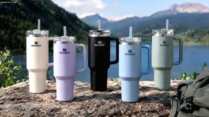 Stanley Tumbler berbahan stainless steel dengan desain ikonik dan kapasitas besar