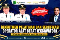 Pengumuman perpanjangan pendaftaran pelatihan operator alat berat gratis oleh Disnakertrans Muba