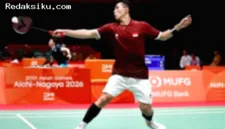 Jonatan Christie harus mengakui keunggulan wakil Malaysia, membuat Indonesia tertinggal 0-1 di Asian Games 2026.