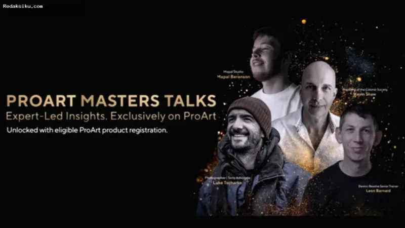 Laptop ASUS lini ProArt dan peserta dalam acara edukatif ProArt Masters Talks.