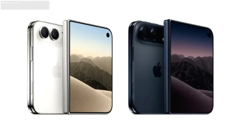 iPhone Duo dengan layar lipat yang elegan dan desain modern khas Apple