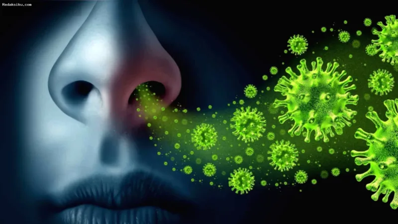 Ilustrasi tenaga medis memeriksa pasien yang mengalami gejala flu di fasilitas kesehatan