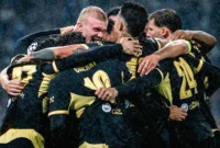 Erling Haaland merayakan gol kemenangan Manchester City saat melawan FC Porto di Stadion do Dragao.