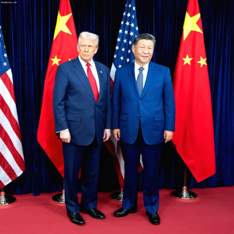 Donald Trump dan Xi Jinping berjabat tangan dalam pertemuan terkait gencatan senjata dagang AS-China