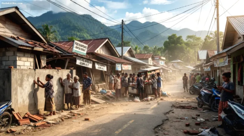 Gempa Magnitudo — Ilustrasi peta seismik dan aktivitas gempa bumi di Papua Barat