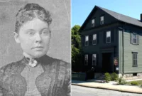 Rumah Lizzie Borden — Tiga wanita berdiri di depan rumah bersejarah Lizzie Borden yang terkenal angker di AS.