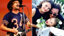 Eddie Vedder bersama istri dan kedua putrinya, Olivia serta Harper Vedder.