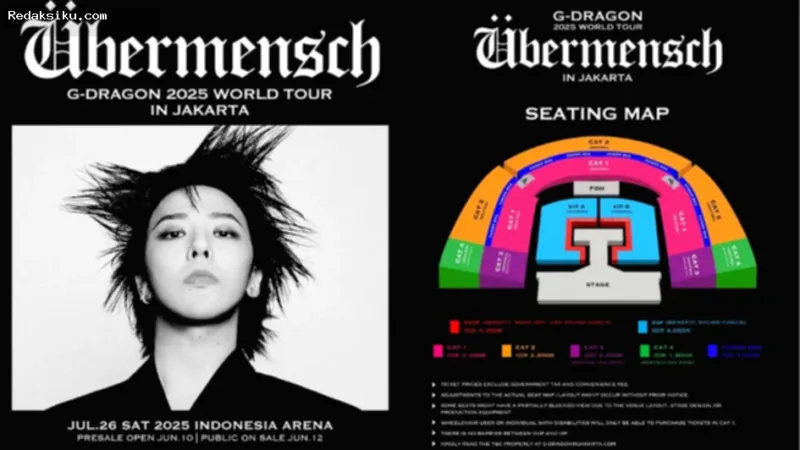 G-DRAGON, TAEYANG, dan DAESUNG tampil dalam konser BIGBANG 2026-2027 World Tour di Jakarta International Stadium.