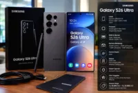 Spesifikasi Samsung Galaxy S26 — Tampilan Samsung Galaxy S26 Ultra dengan layar 6,9 inci dan kamera utama 200 MP.