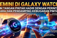 Fitur Raise Talk — Samsung Galaxy Watch yang menampilkan antarmuka asisten AI Gemini di layar jam tangan