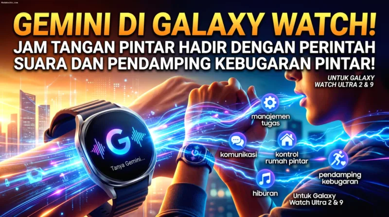 Fitur Raise Talk — Samsung Galaxy Watch yang menampilkan antarmuka asisten AI Gemini di layar jam tangan