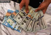 Proyeksi Rupiah — Grafik pergerakan nilai tukar mata uang rupiah terhadap dolar Amerika Serikat di pasar keuangan.