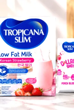 Review Tropicana Slim Low Fat Milk Korean Strawberry dengan Kolagen
