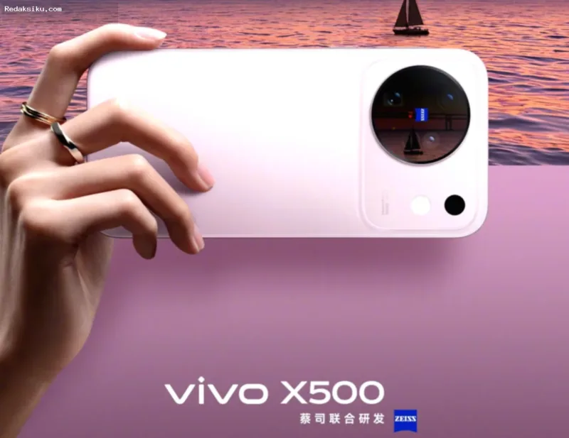 vivo X500 Series — Modul kamera belakang vivo X500 berbentuk lingkaran dalam bingkai persegi panjang