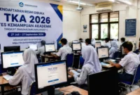 Layar komputer menampilkan halaman situs web pendaftaran Tes Kemampuan Akademik tahun 2026