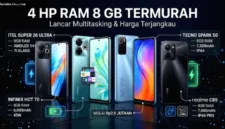 Pilihan smartphone murah dengan RAM 8 GB dan baterai besar kini tersedia mulai harga Rp2 jutaan.