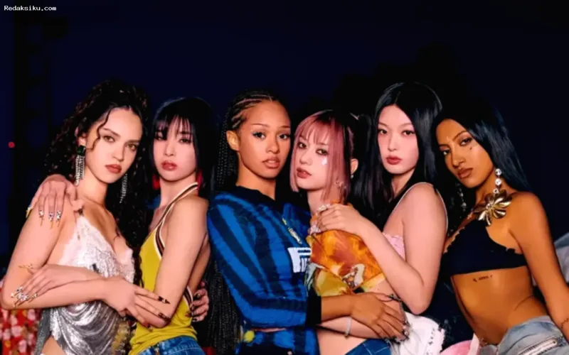 Girlband global KATSEYE dalam video musik Hootie Frutti