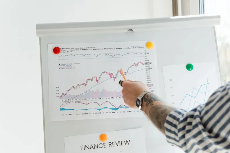 Strategi Reksadana — Grafik pasar keuangan dan portofolio investasi reksadana saat pasar membaik